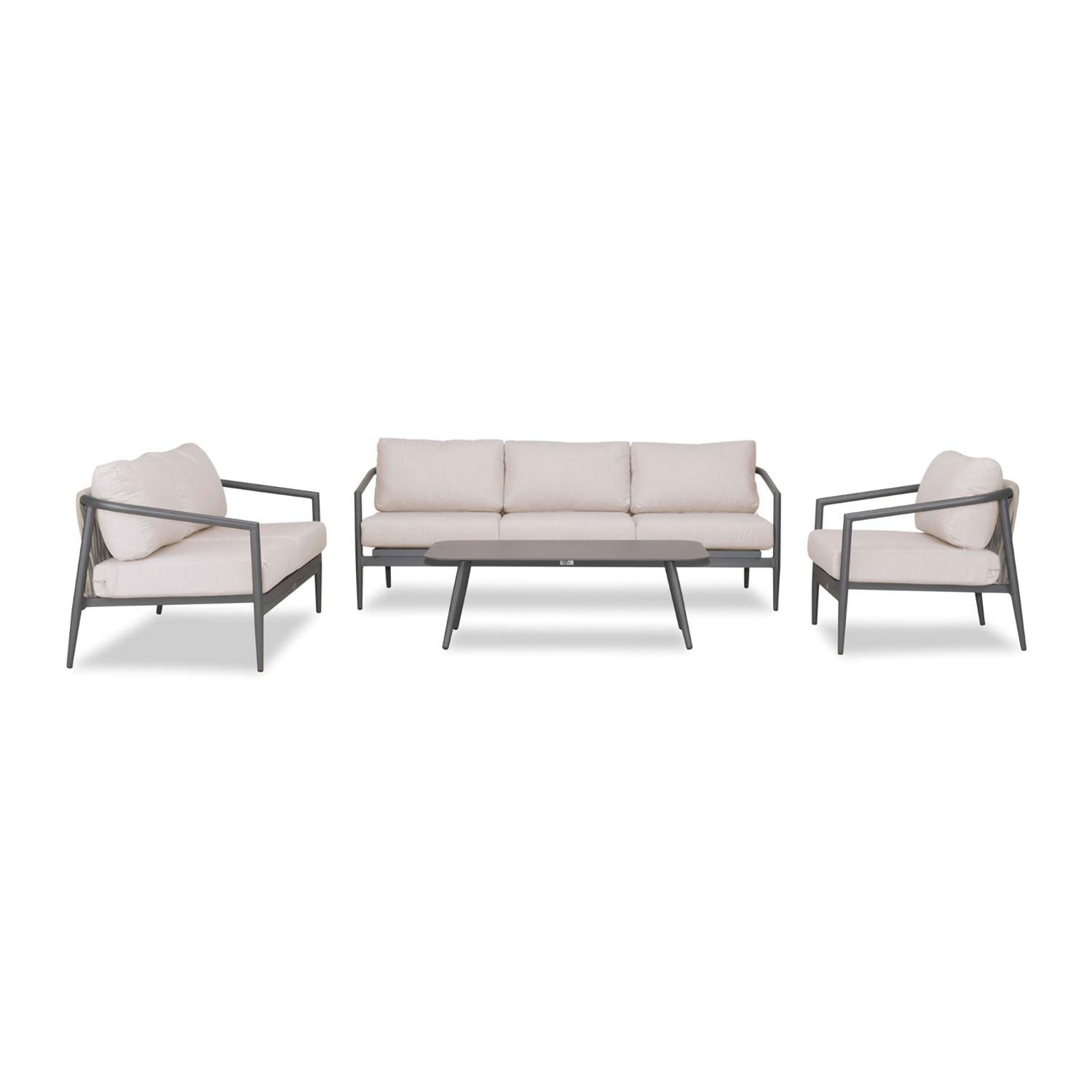 Lakeview Midnight Cove 4 Pc Aluminum Sofa Loveseat Seating Set in Slate/Pebble Gray/Cast Silver - Front - White Background thumbnail