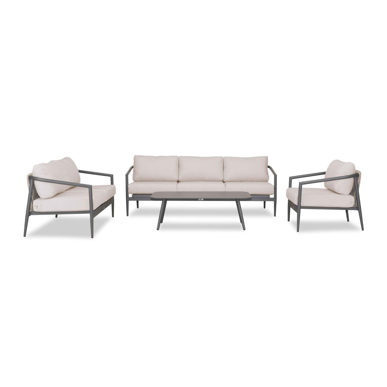 Lakeview Midnight Cove 4 Pc Aluminum Sofa Loveseat Seating Set in Slate/Pebble Gray/Cast Silver - Front - White Background thumbnail