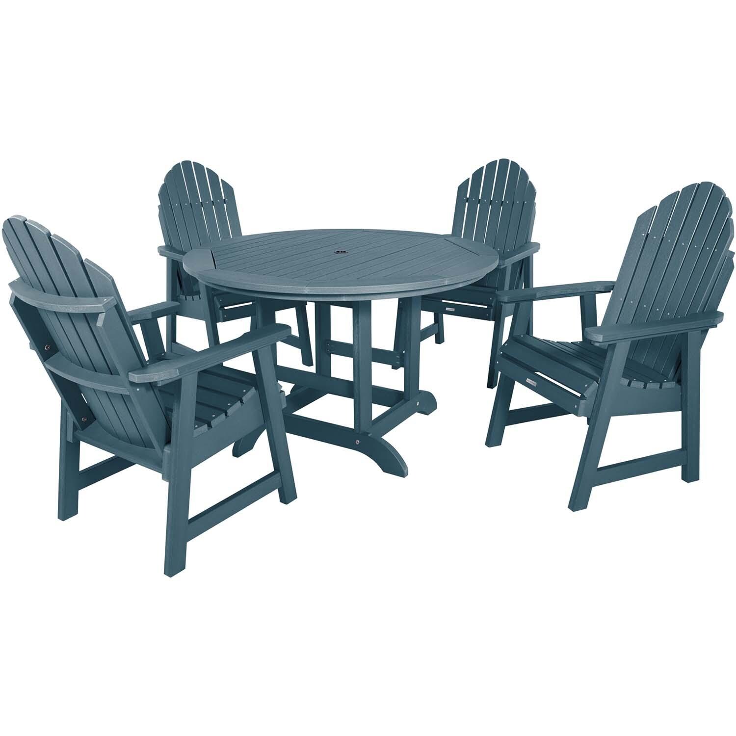Dream Bay 5 Pc Set Recycled Plastic Dining Set In Nantucket Blue By Lakeview - White Background thumbnail