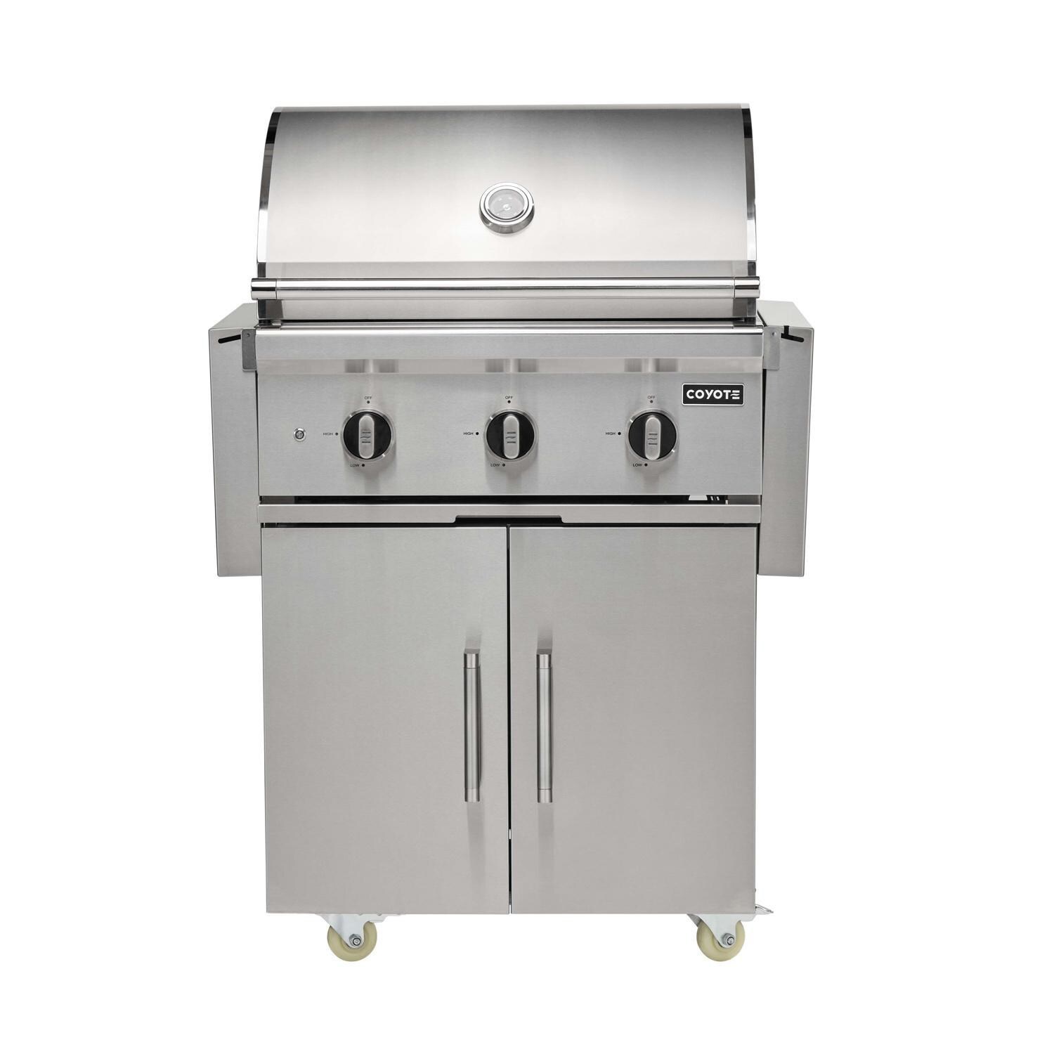 Coyote Outdoor Living 30 Inch C-Series Freestanding Propane Grill - Closed Shelves Down - White Background