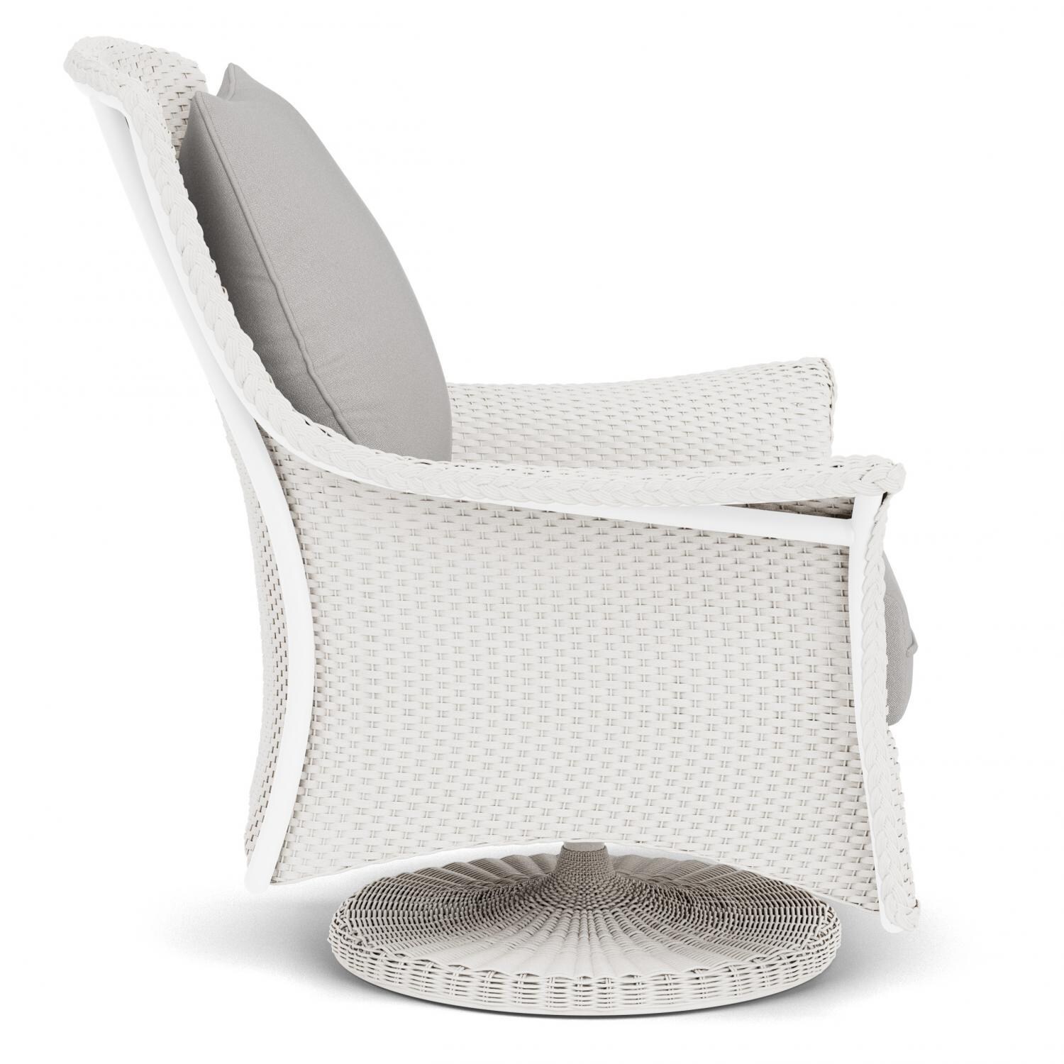 Lloyd Flanders Mandalay Swivel Rocker Lounge Chair in White Finish with Tundra Dove fabric - Side thumbnail