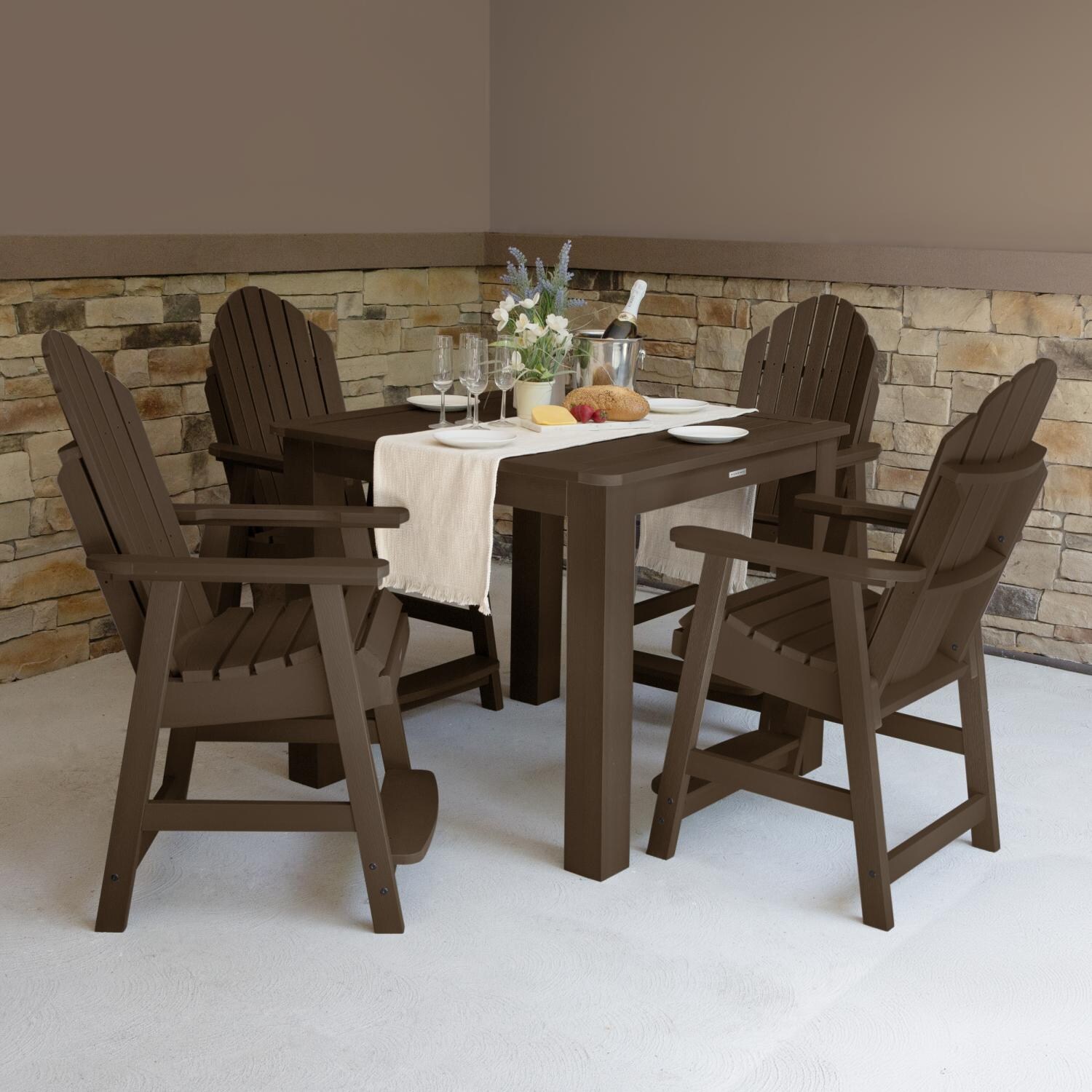Dream Bay 5 Pc Square Counter-Height Dining Set in Weathered Acorn by Lakeview Outdoor Designs - Lifestyle thumbnail