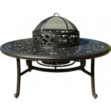 Darlee Series 80 52-Inch Cast Aluminum Patio Wood Burning Fire Pit Chat Table With Ice Bucket image