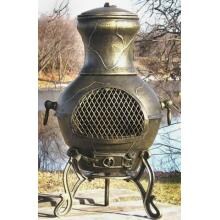 The Blue Rooster Etruscan Style Cast Aluminum Wood Burning Chiminea - Gold Accent image
