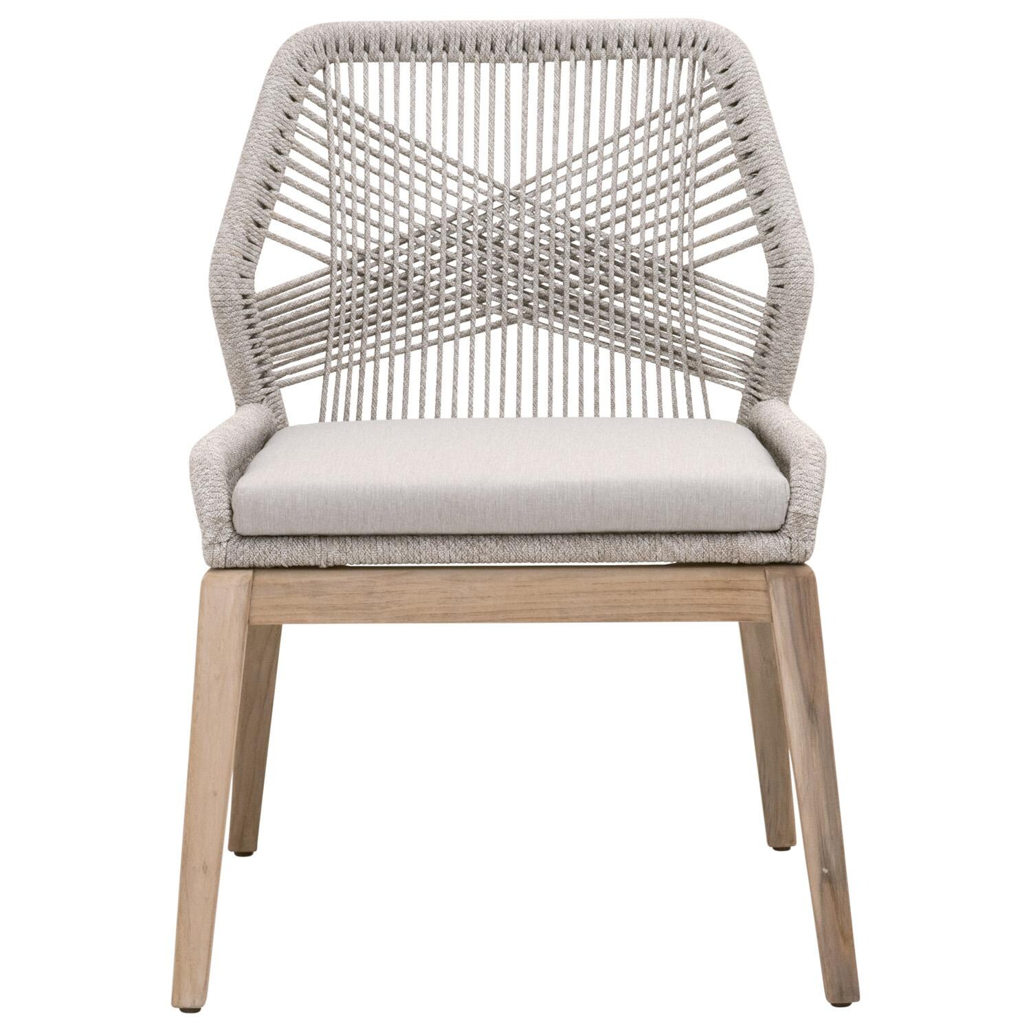 Peninsula Way Woven Rope Dining Side Chair in Taupe & White - Set of 2 - By Lakeview