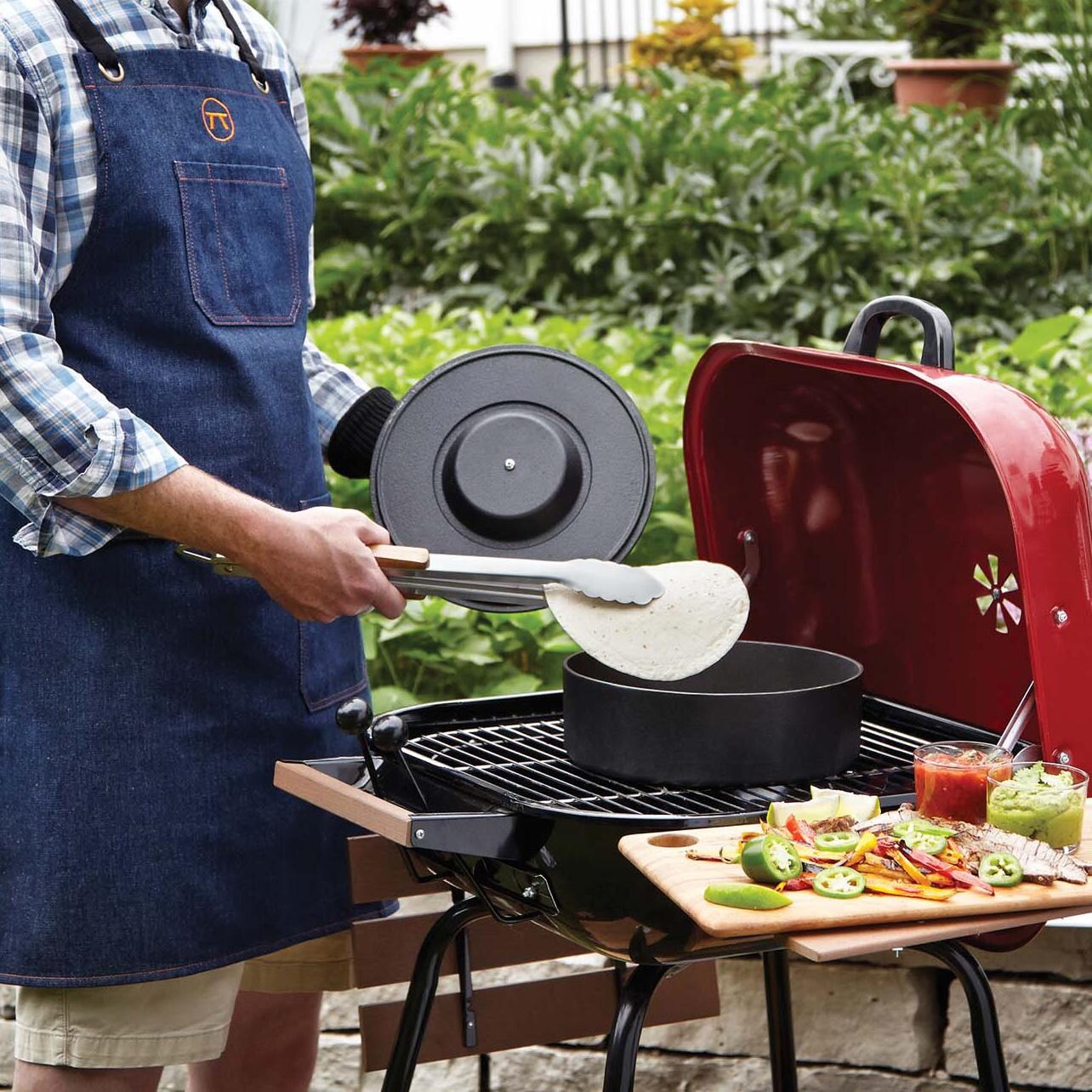 Outset 76493 Blue Denim Apron - Warming Tortillas - Lifestyle thumbnail