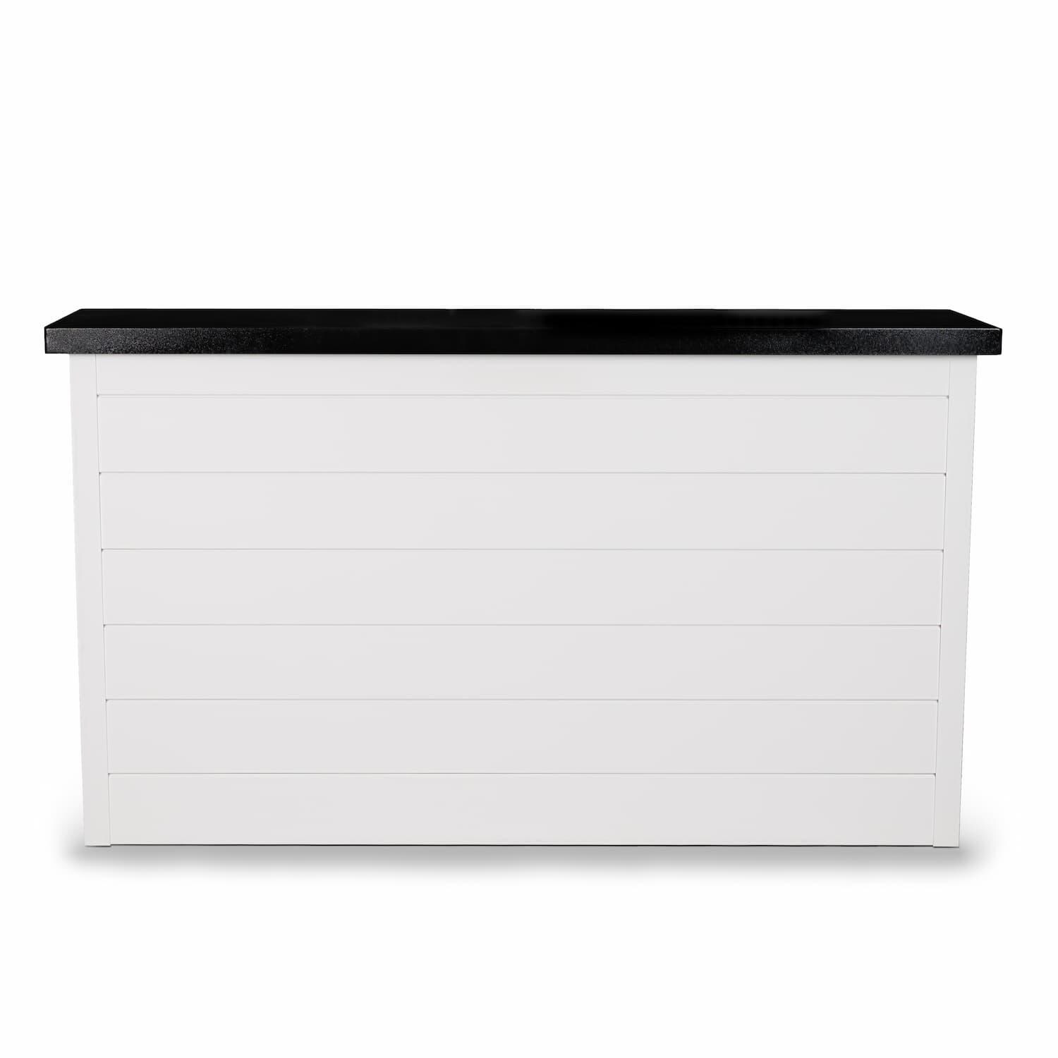 BBQGuys Signature 72 Inch 360 Degree Swivel Outdoor TV Lift Cabinet | Crystal White w/ Black Aluminum