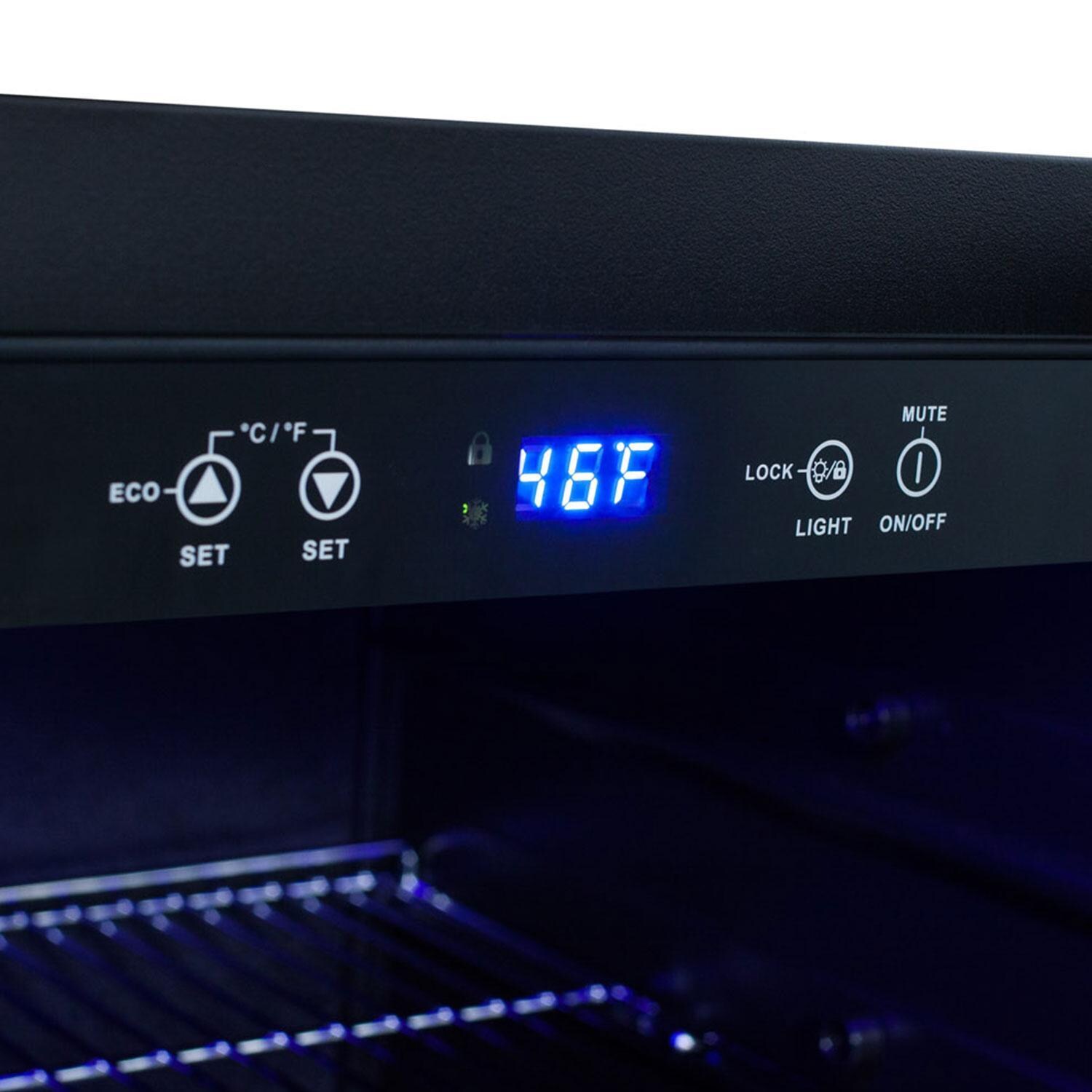 Summit ALBV2466 ADA Compliant 24 Inch 4.2 Cu. Ft. Built-In Beverage Cooler - Control Panel Displaying 46 F - Detail thumbnail