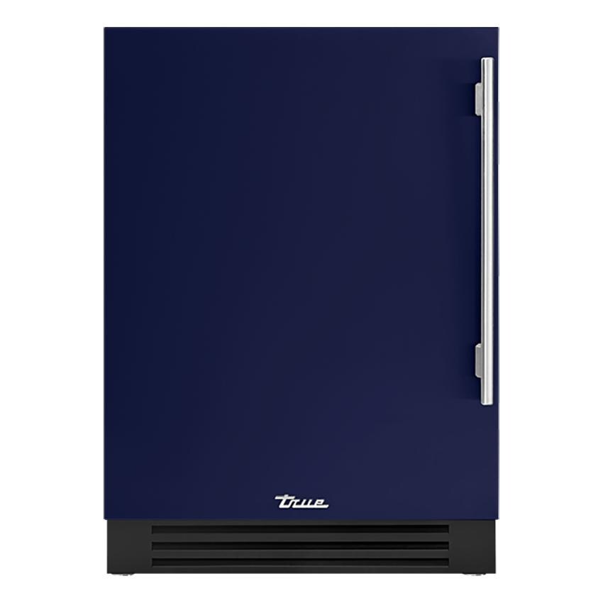 True TUR-24-L-OP-C~DSK-078-H04 24 Inch 5.6 Cu. Ft. Left Hinge Outdoor Refrigerator in Cobalt w/ Stainless Steel Handles - White Background thumbnail