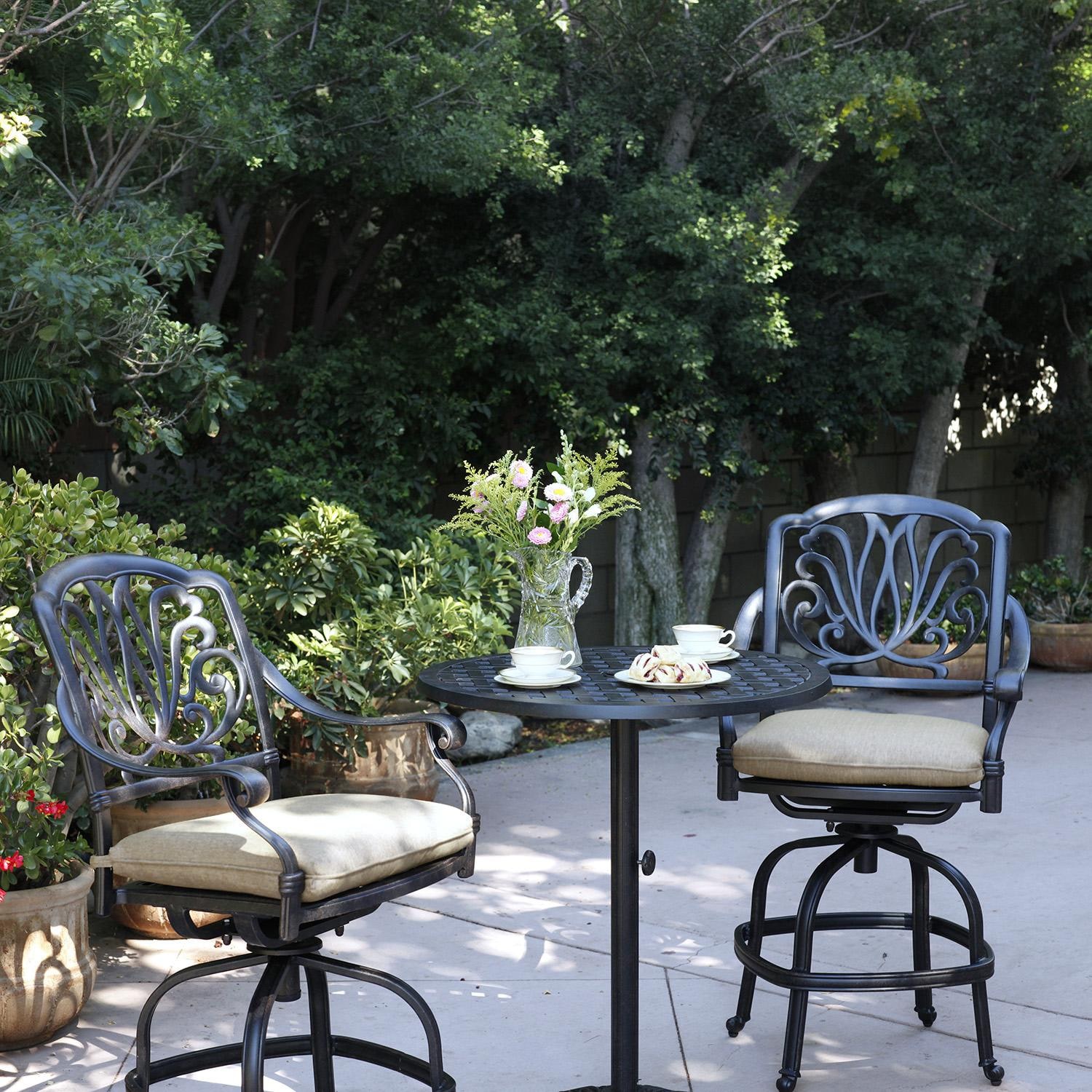 Darlee Elisabeth 2 Pc Cast Aluminum Counter Height Bar Stool Set in Antique Bronze/Beige - Shown as Set - Lifestyle thumbnail