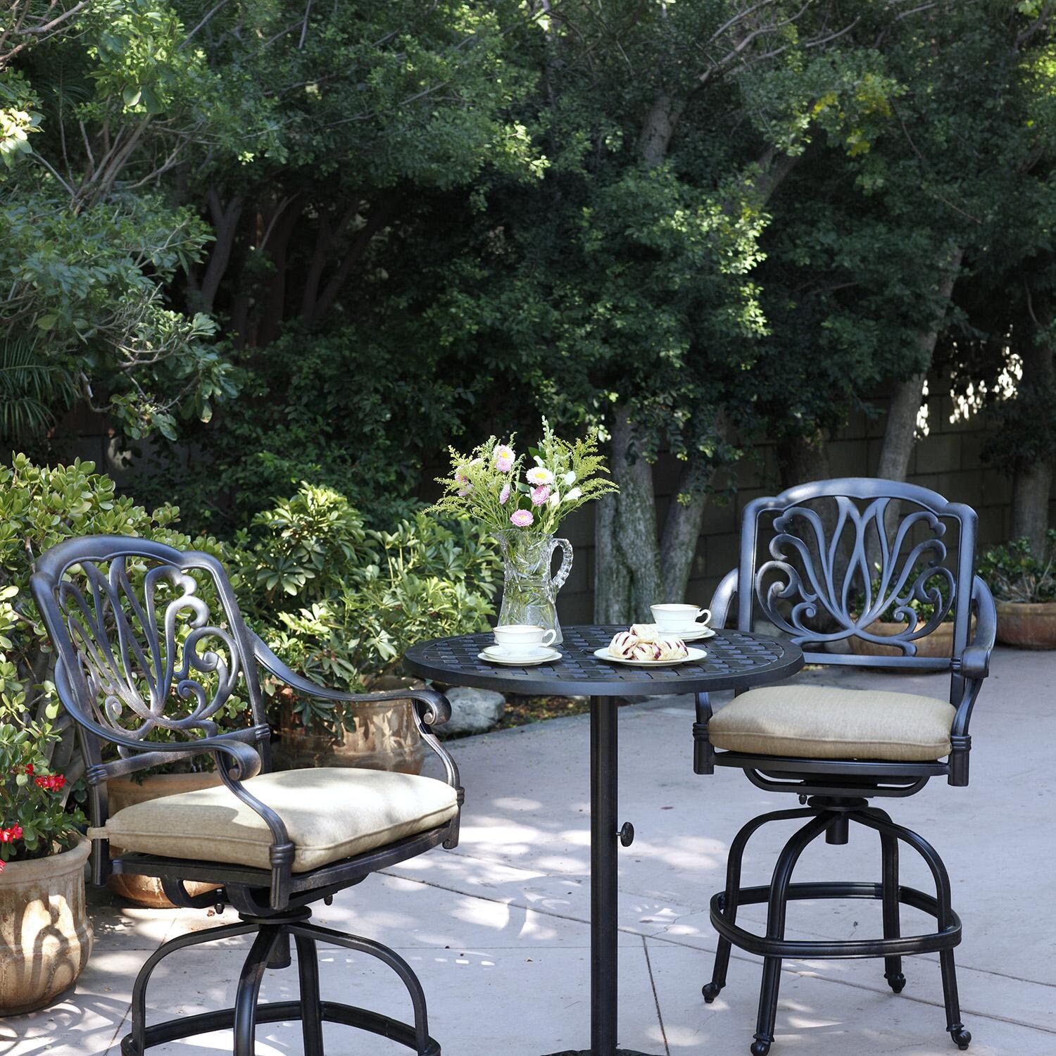 Darlee Elisabeth 2 Pc Cast Aluminum Counter Height Bar Stool Set in Antique Bronze/Beige - Shown as Set - Lifestyle thumbnail
