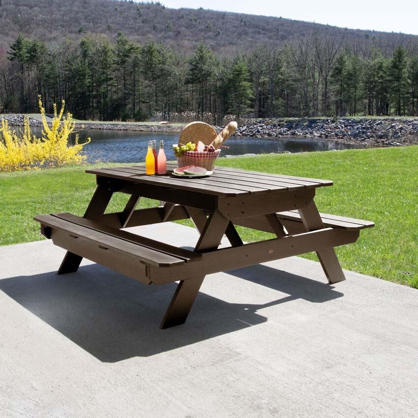 Lookwood 71 Inch Weathered Acorn Recycled Plastic Picnic Table by Lakeview Outdoor Designs