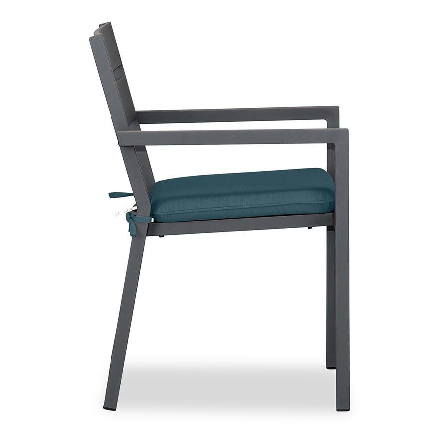 Calm Bay Aluminum Dining Arm Chair in Slate/Cast Lagoon by Lakeview Outdoor Designs - Side - White Background thumbnail