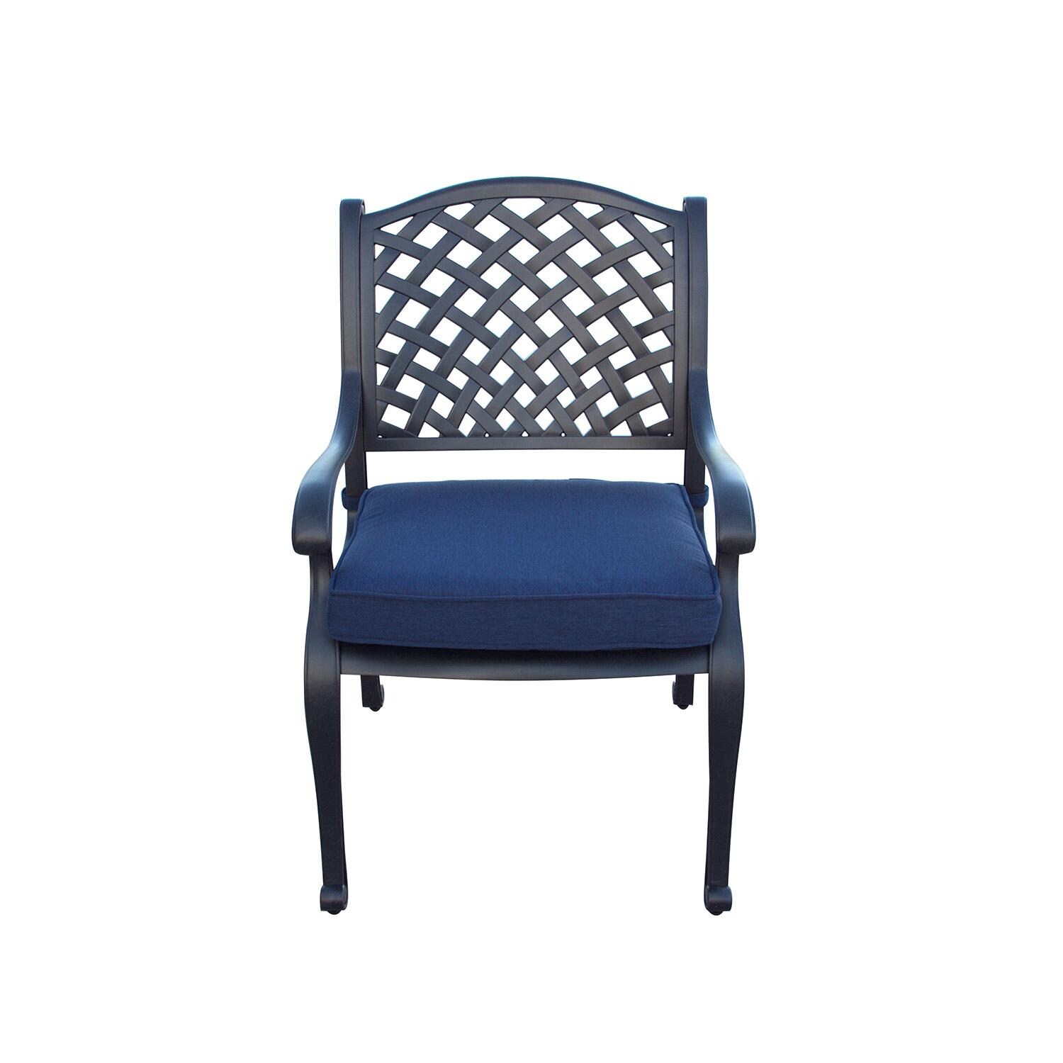 Darlee Nassau Replacement Dining Chair Cushion - Set of 4 - Navy Blue - Dining Chair (Frame not included) - White Background thumbnail