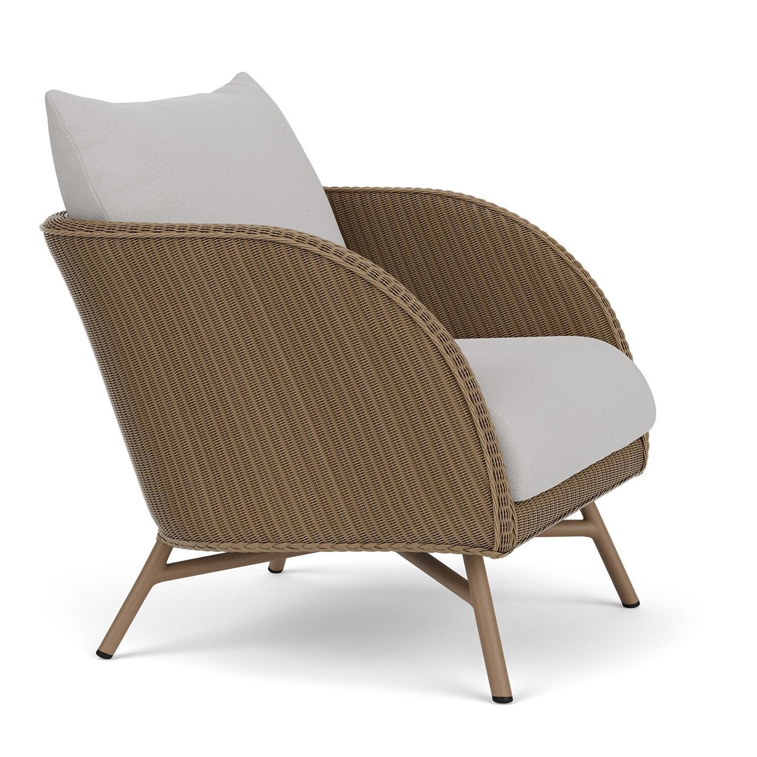 Lloyd Flanders Essence Lounge Chair W/Tundra Dove Fabric - Fawn Finish - Angled thumbnail