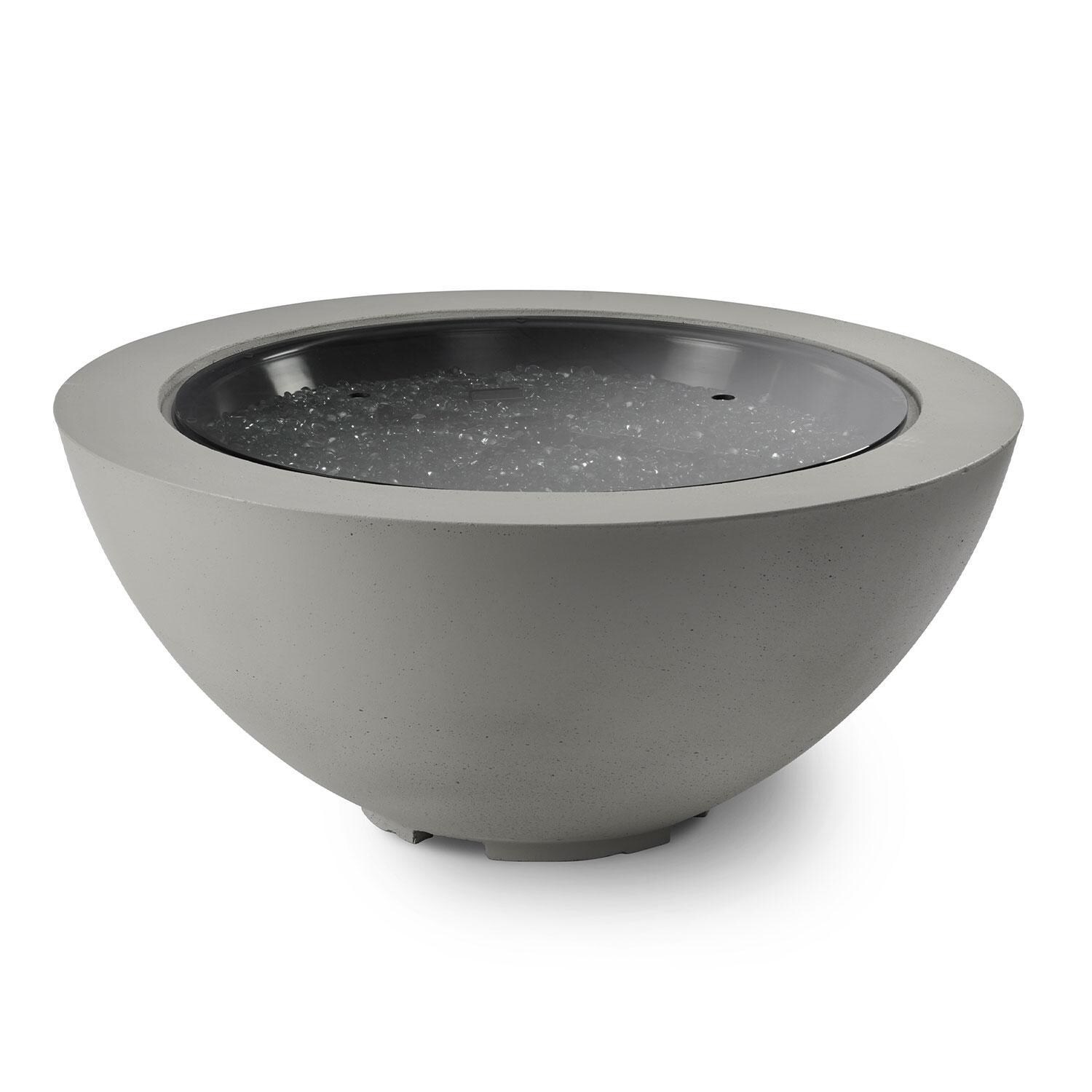 Villa View 42 Inch Round GFRC Propane Fire Bowl in Natural Gray by Lakeview Outdoor Designs - Cover - White Background thumbnail
