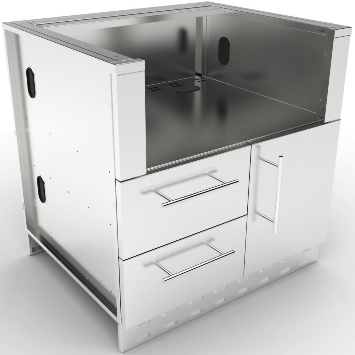 Sunstone SAC34CGDC 34-in Outdoor Kitchen Charcoal Grill Cabinet - Angled Front View - White Background thumbnail