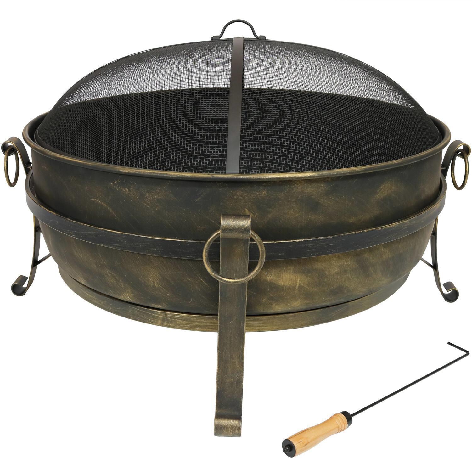 Ultimate Patio 40-Inch Steel Cauldron Wood Burning Fire Pit - Front View thumbnail