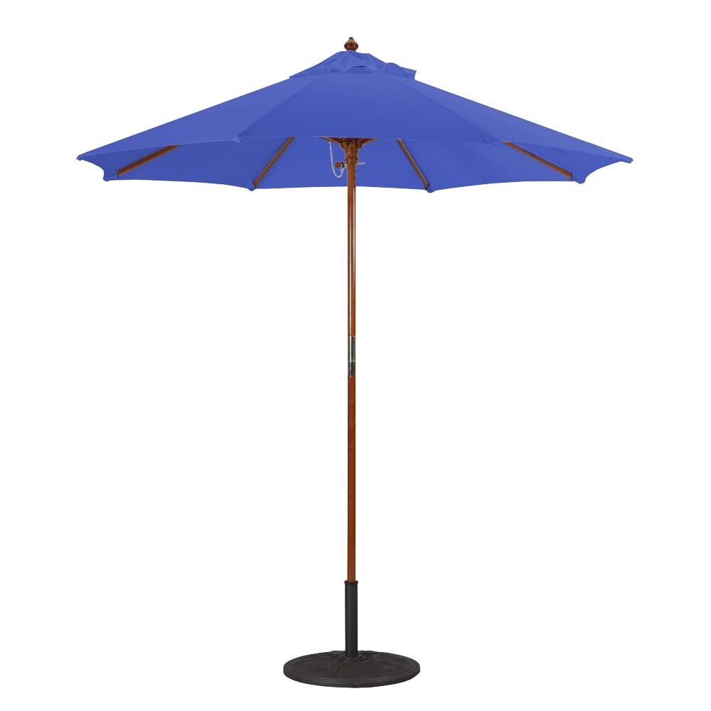 Galtech 7.5 Ft. Octagonal Wood Patio Umbrella W/ Manual Lift - Dark Wood Frame W/ True Blue Sunbrella Fabric (Umbrella Base Not Included) thumbnail