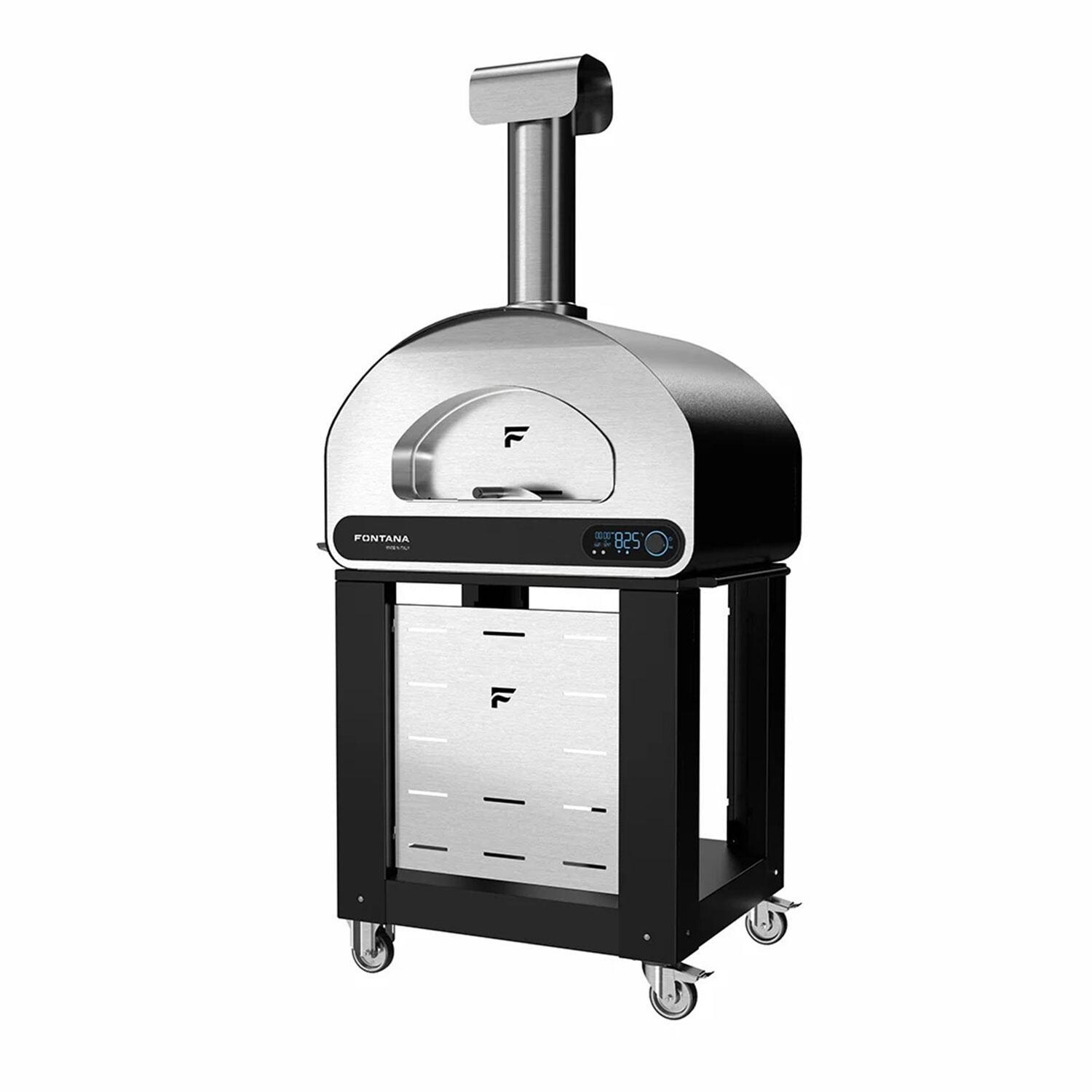 Fontana Forni FFVOLTA70-B Volta 70 Hybrid Smart Outdoor Oven - Black - On Cart - White Background thumbnail