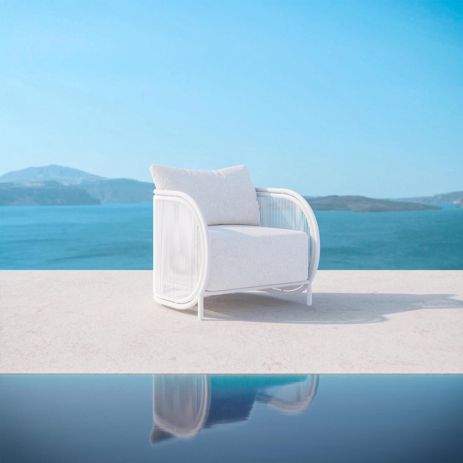 Azzurro Living KAM-TR17S1-CU Kamari Woven Rope Club Chair in White Mist/Cloud - Hero - Lifestyle thumbnail