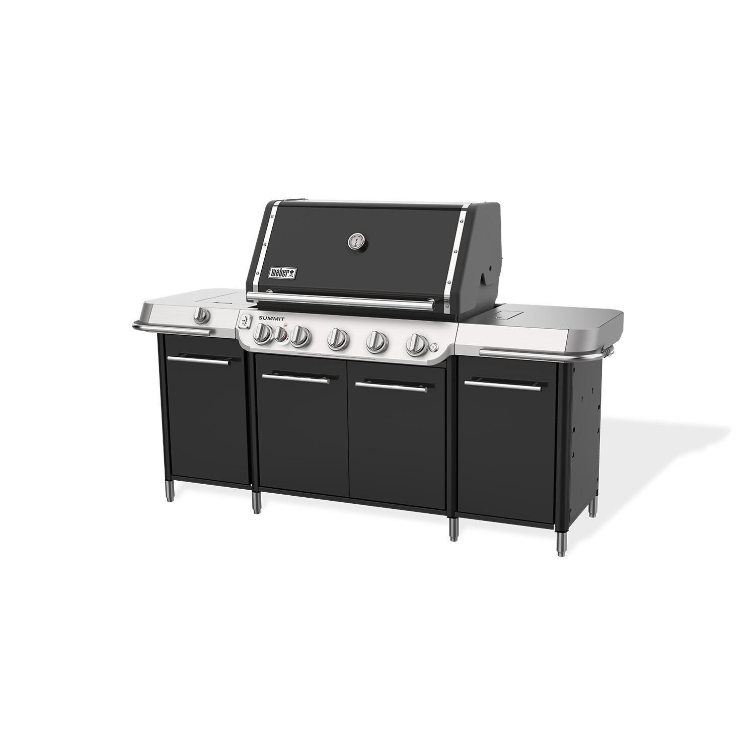 Weber 1500079 Summit GC38 E Propane Gas Grill Center - Black - Right Angle View - White Background thumbnail