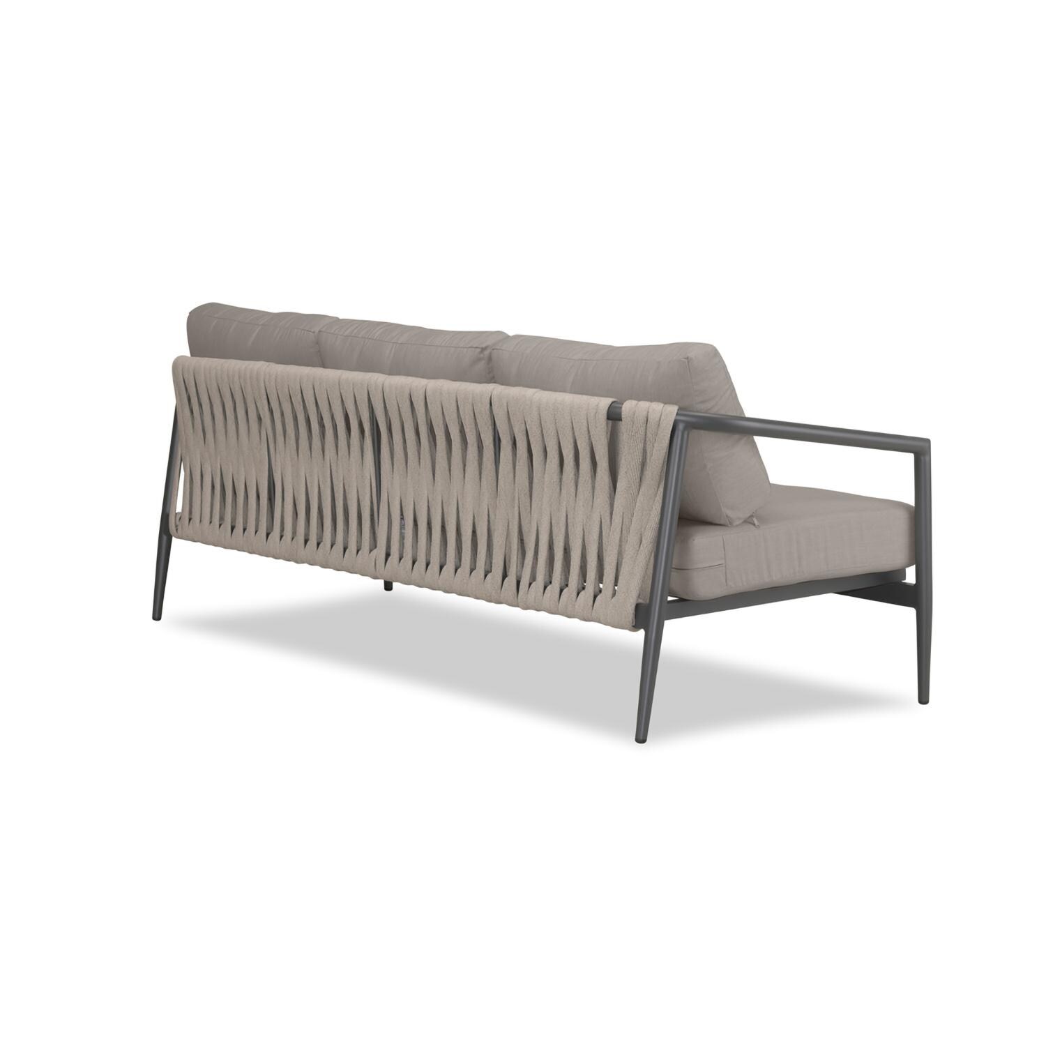 Lakeview Midnight Cove 3 Person Aluminum Sofa in Slate/Pebble Gray/Canvas Charcoal - Back Right - White Background thumbnail