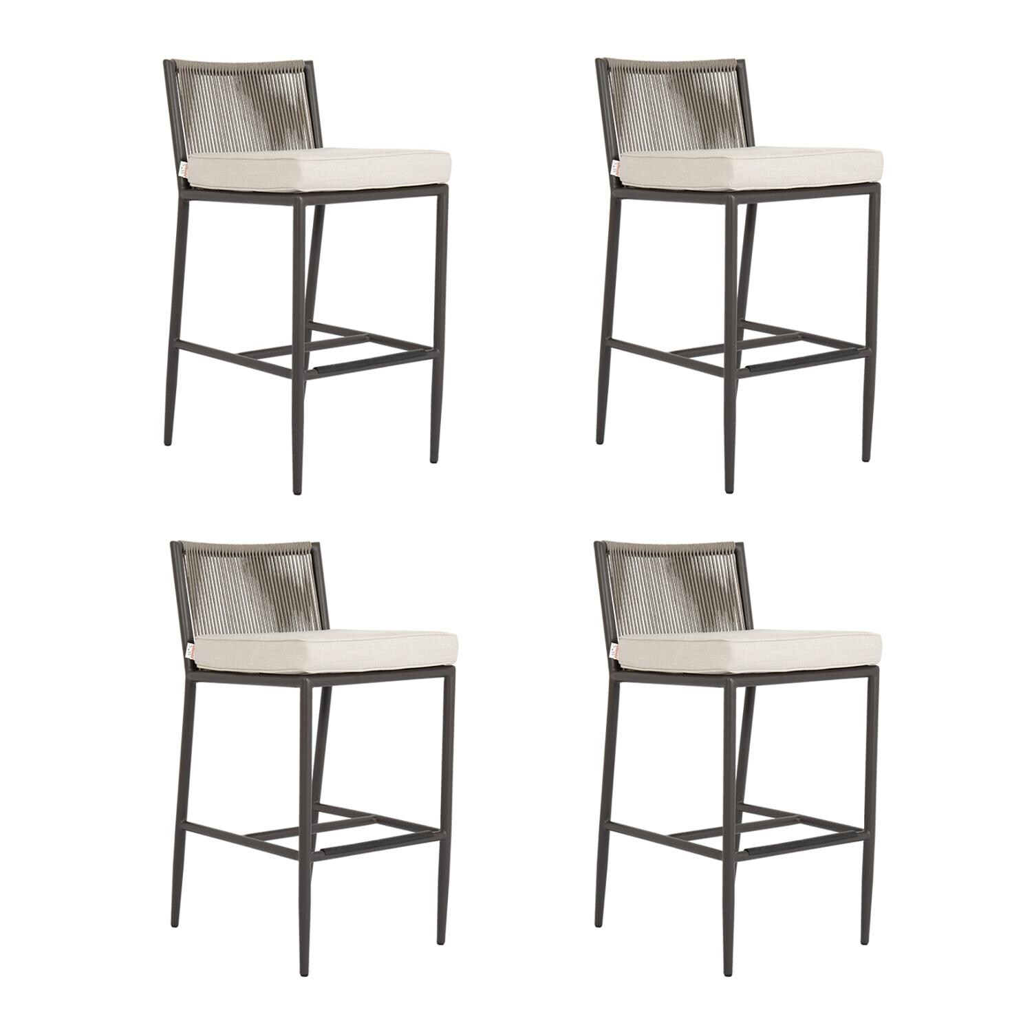 Sunset West - 4601-7C-57005 (4) - Pietra 4 Piece Rope & Aluminum Patio Counter Stool Set W/ Sunbrella Echo Ash Cushions thumbnail
