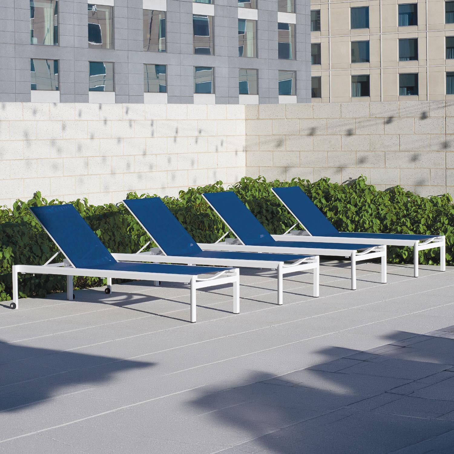 Ven 4 Pc Powder-Coated Aluminum Chaise Lounge Set in Charlk/Ink Pen By Oxford Garden - Lifestyle thumbnail