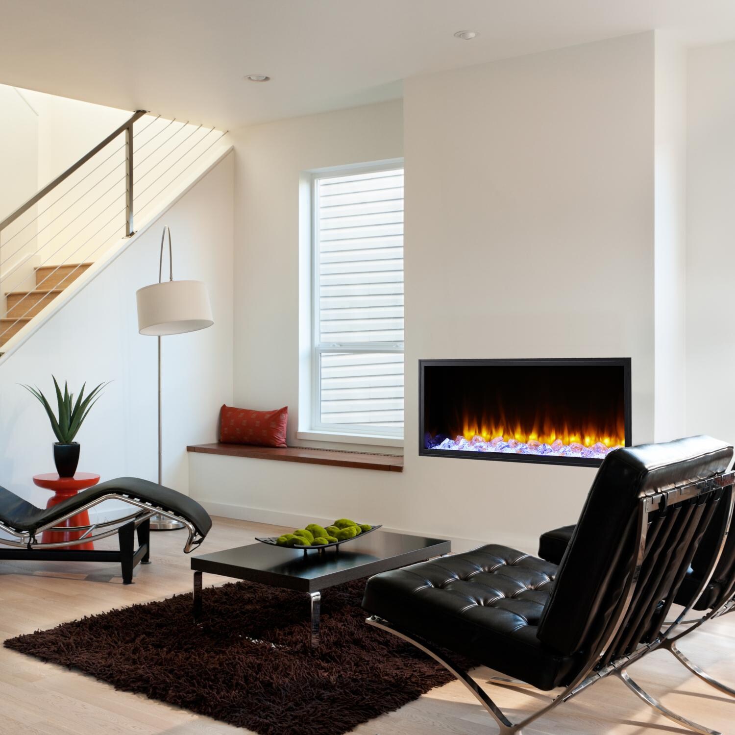 SimpliFire Scion SF-SC43-BK 43-Inch Linear Electric Fireplace - Orange Flames thumbnail