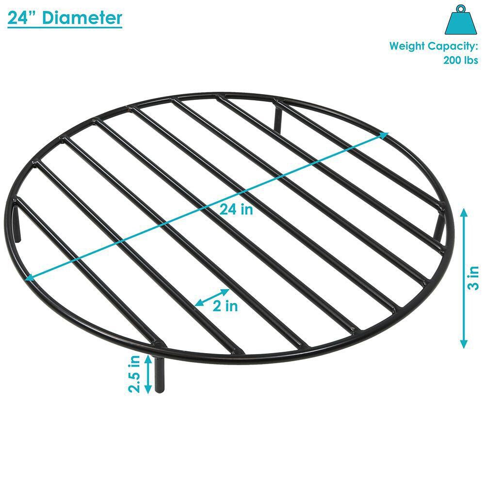 Ultimate Patio 24-Inch Round Steel Outdoor Fire Pit Grate - Dimensions thumbnail