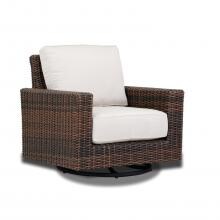 Montecito Wicker Patio Swivel Rocker Club Chair W/ Sunbrella Canvas Flax Cushions By Sunset West image
