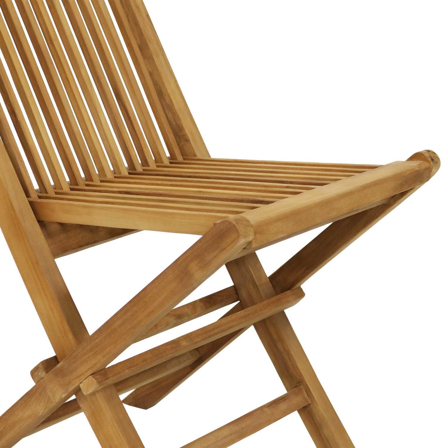 Ultimate Patio Hyannis Teak Outdoor Folding Patio Chair W/ Slat Back - Close-Up thumbnail