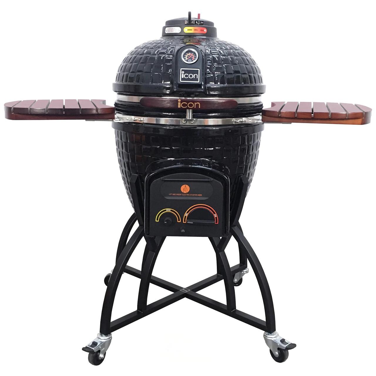 Icon Grills 400 Series 604 Sq. Inch Kamado Grill W/ Oversized Cart - Black - CG401BLACK