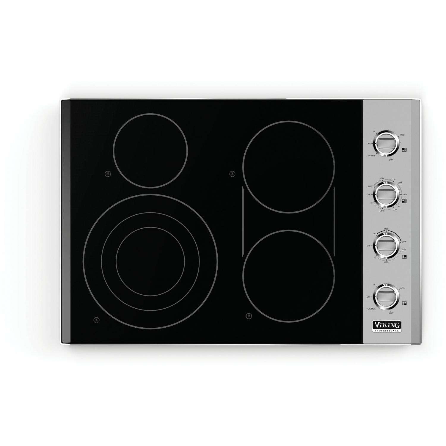 Viking Professional 5 Series 30-Inch 4-Burner Electric Radiant Cooktop - Stainless Steel And Black - VECU53014BSB
