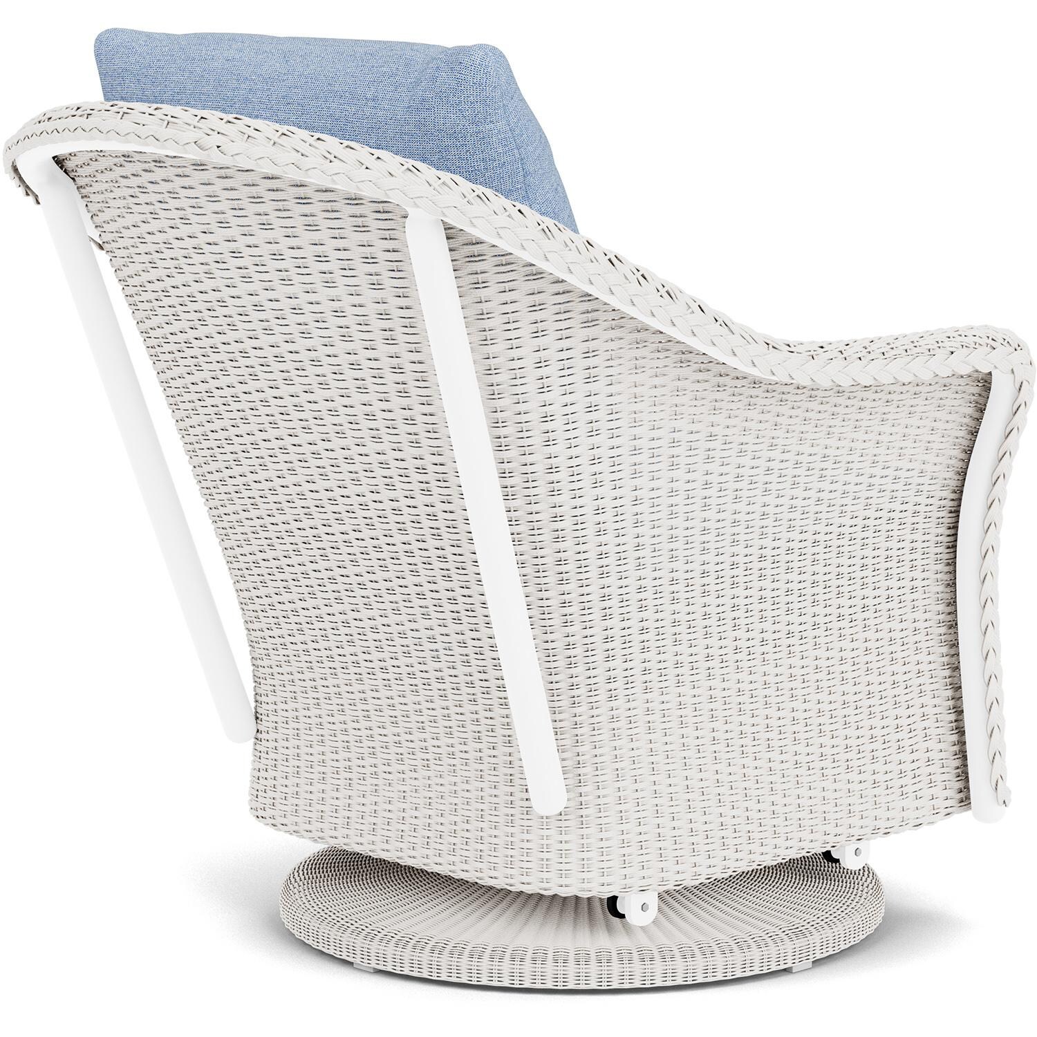 Lloyd Flanders Weekend Retreat Swivel Glider Lounge Chair in White Finish W/ Demo Skyway Fabric - Back Right thumbnail