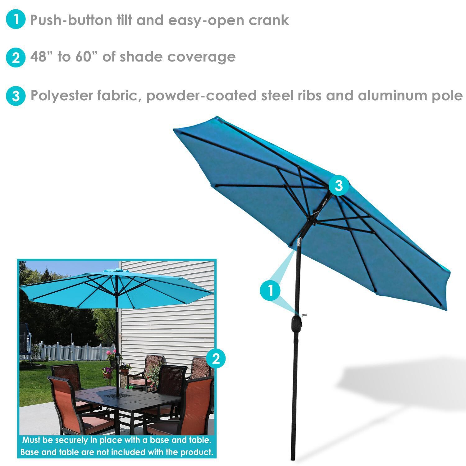 Ultimate Patio 9 Ft. Octagonal Patio Umbrella W/ Crank Lift - Turquoise - Overview thumbnail