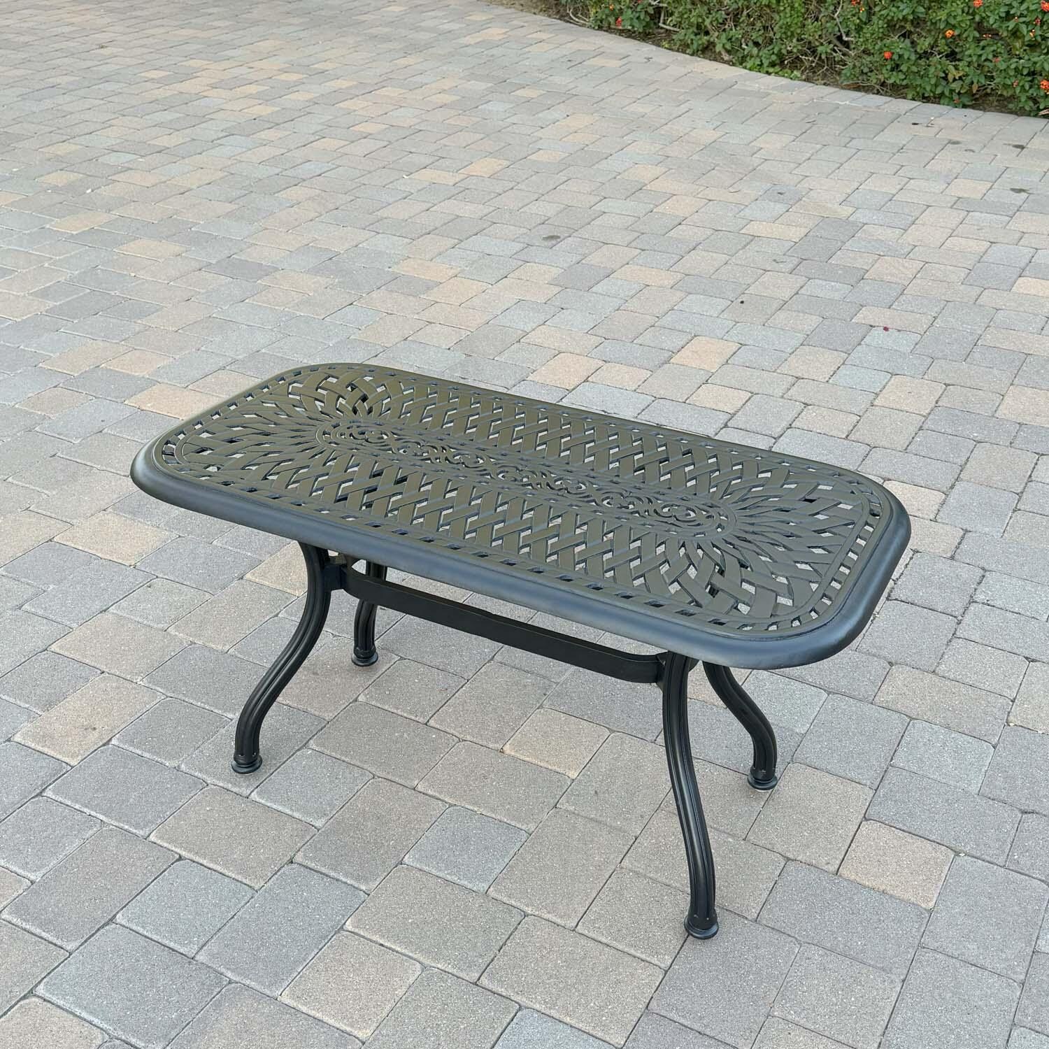 Series 60 42-in Antique Bronze Cast Aluminum Coffee Table by Darlee - Side View - Lifestyle thumbnail