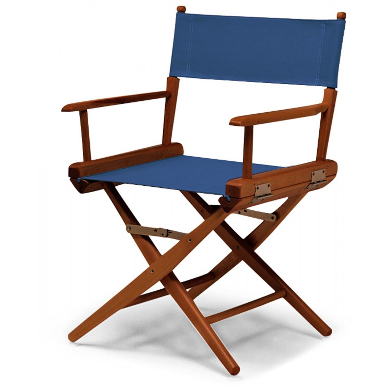 World Famous Dining Height Director Chair By Telescope Casual - Walnut/Blue thumbnail