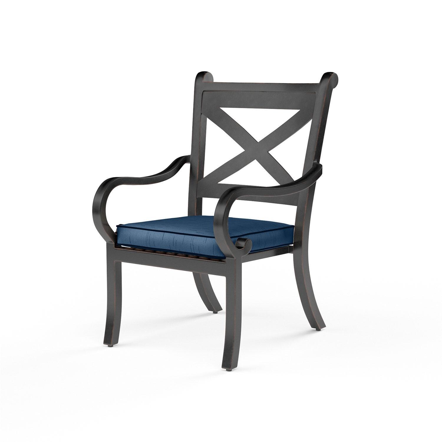Monterey Aluminum Patio Dining Chair in Spectrum Indigo w/ Self Welt By Sunset West - Display - White Background thumbnail