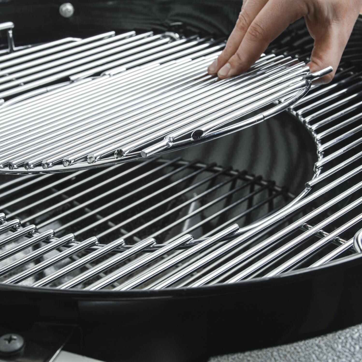 Weber Performer Deluxe 22 Inch Kettle Charcoal Grill On Cart - Gourmet BBQ System Cooking Grate (Shown With Black Grill) thumbnail