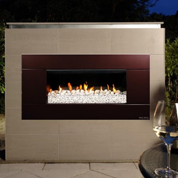 Escea EF5000 Outdoor Propane Fireplace Bronze With White Ceramic