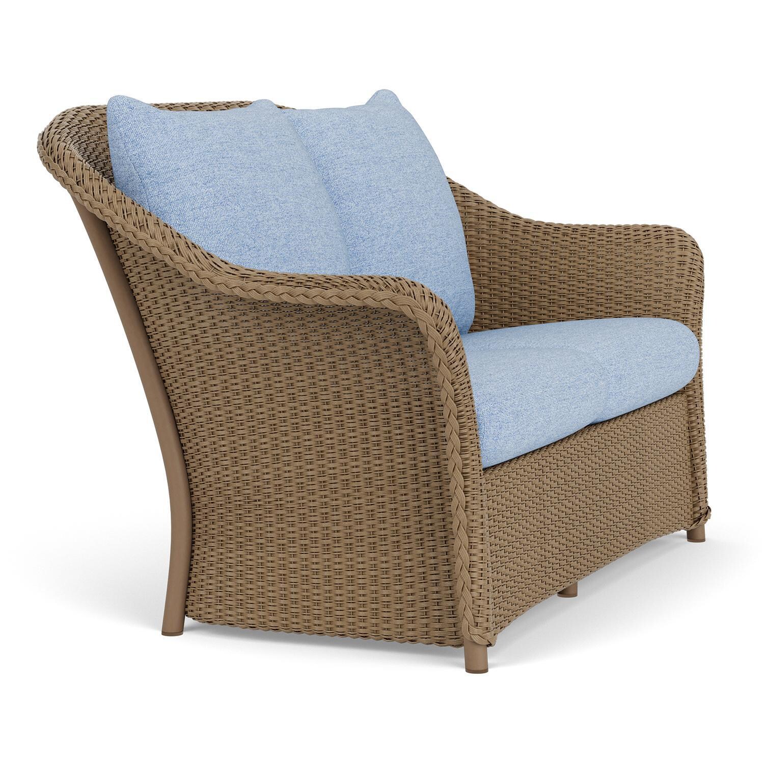 Lloyd Flanders Weekend Retreat Loveseat in Fawn Finish W/ Demo Skyway Fabric - Angled thumbnail
