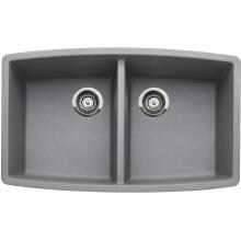 Blanco Performa 33 X 20 Silgranit II Equal Double Bowl Undermount Sink - Metallic Gray - 440072 image