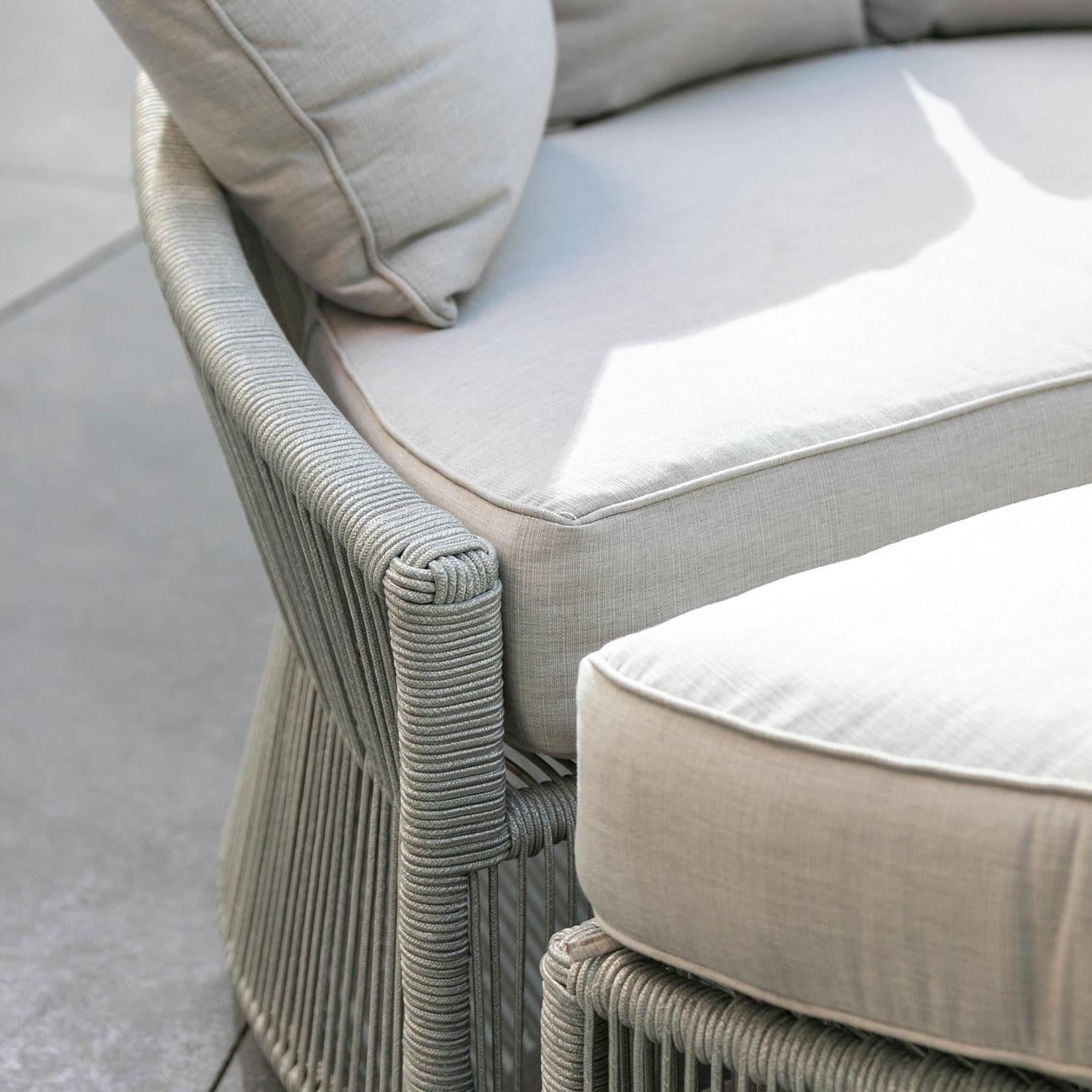 Miami Olefin Rope Patio Daybed in Echo Midnight w/ Self Welt by Sunset West - Seating Cushion Shown in Echo Ash - Close Up - Detail thumbnail
