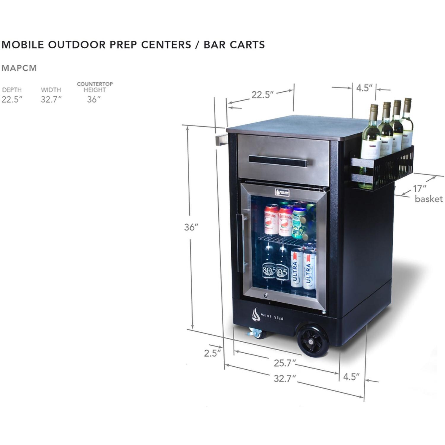 Mont Alpi Medium Prep Cart and Fridge - Dimensions - Dimensional thumbnail