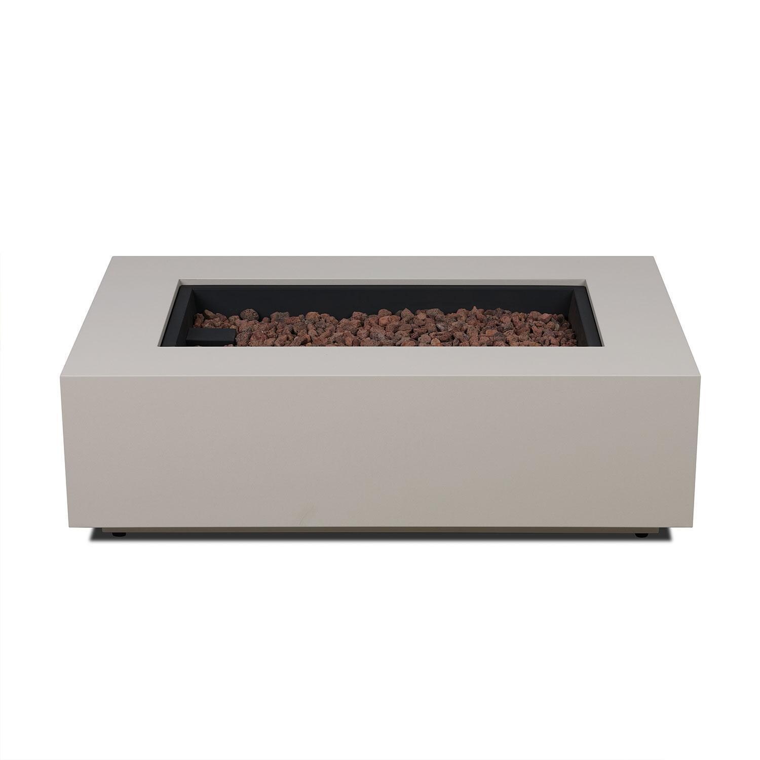 Elysian 50-in Rectangular Steel Propane Fire Pit Table in Light Sand by Lakeview Outdoor Designs - Top View - White Background thumbnail