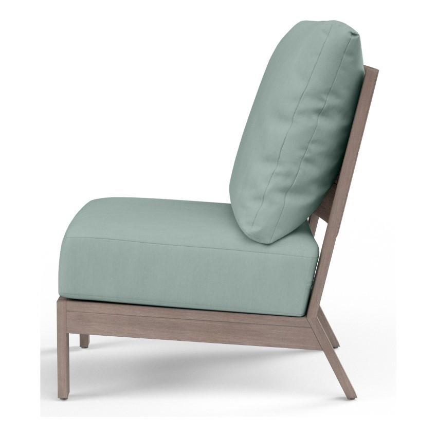 Laguna Aluminum Armless Club Chair w/ No Welt in Driftwood/Cast Mist by Sunset West - Side View - White Background thumbnail