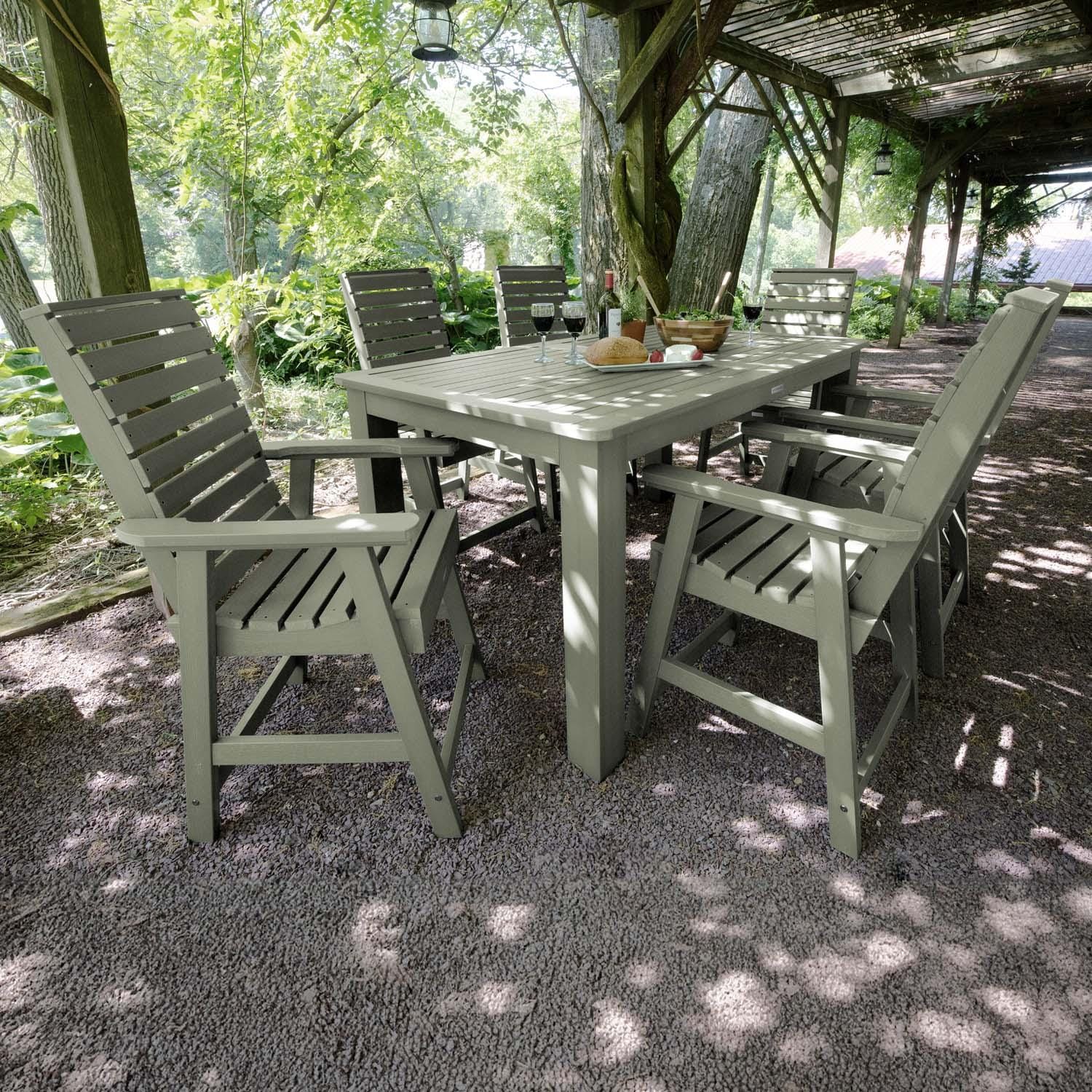 Lakeview Outdoor Designs Elm Pointe 7 Pc Recycled Plastic Rectangular Counter Height Dining Set in Eucalyptus by - LV-ST7WL2CO4BA-EUC