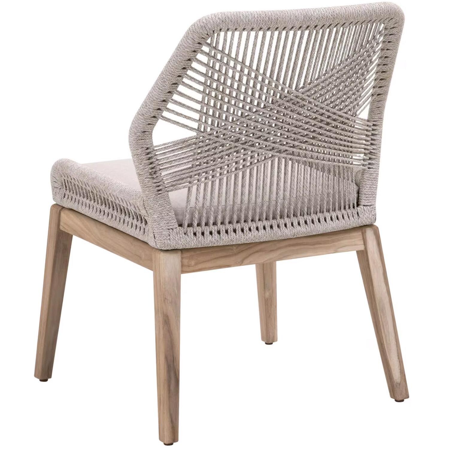 Lakeview Peninsula Way 2 Pc Woven Rope Dining Arm Chair in Taupe / White - Back Angle View - White Background thumbnail